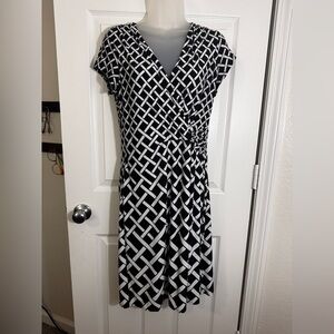White House Black Market Black and White Wrap Dress